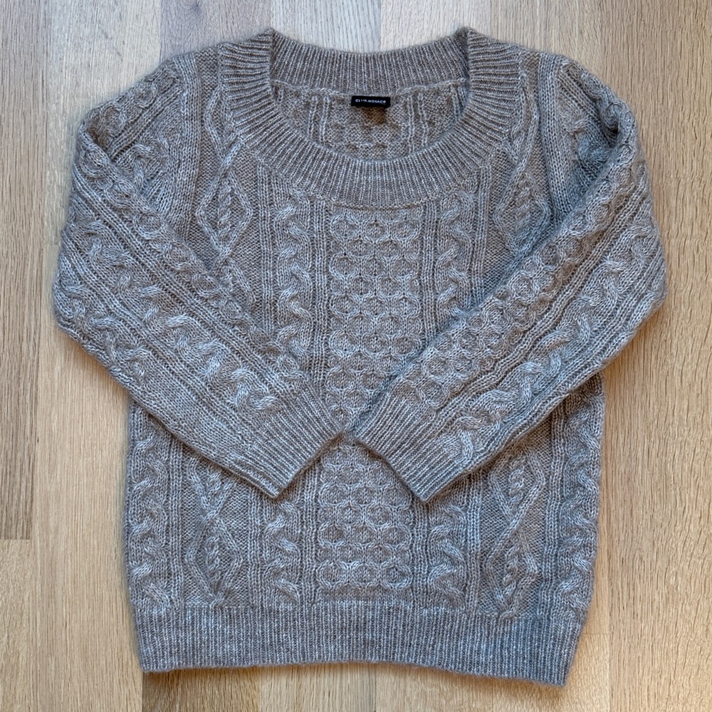 Club Monaco Cable Knit Sweater in Tan